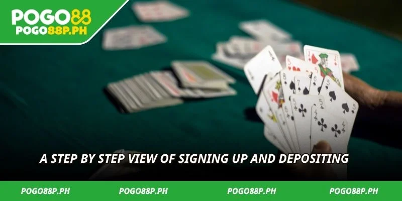 A step by step view of signing up and depositing