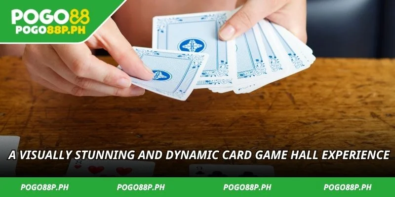 A visually stunning and dynamic card game hall experience